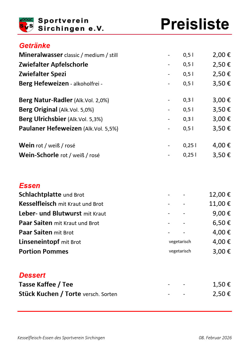 Preisliste KFE2026 A5